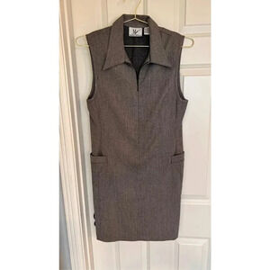Maggie Lawrence Women’s Size‎ 10 Full Zip Sleeveless Grey Midi Dress Formal